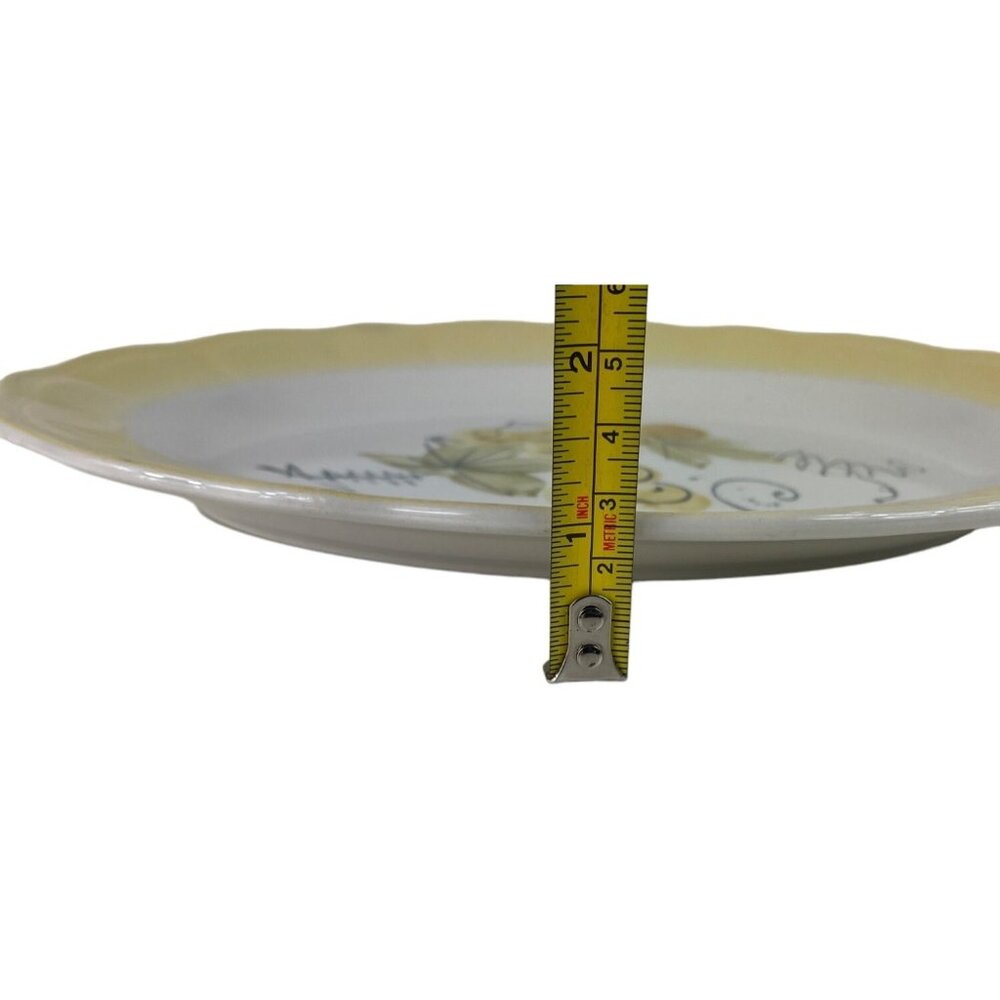 Vintage Corona Ironstone Oval Shaped Platter Yellow & Green Scalloped Border - Picture 9 of 10